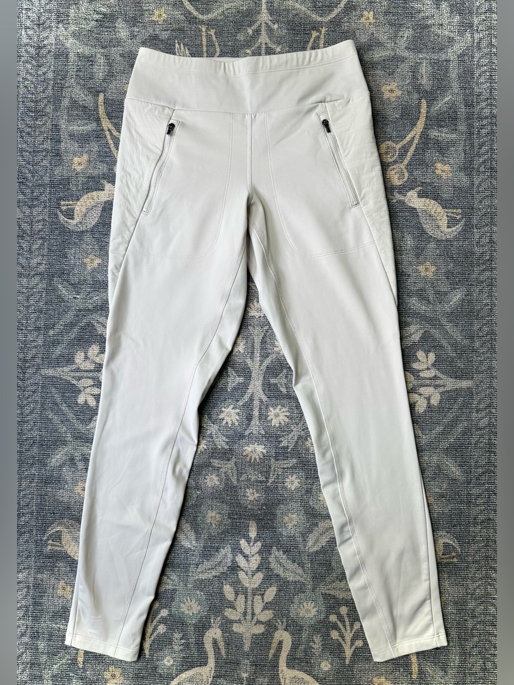 Athleta Peak Hybrid Fleece Light Taupe High Waist Leggings Sz S
